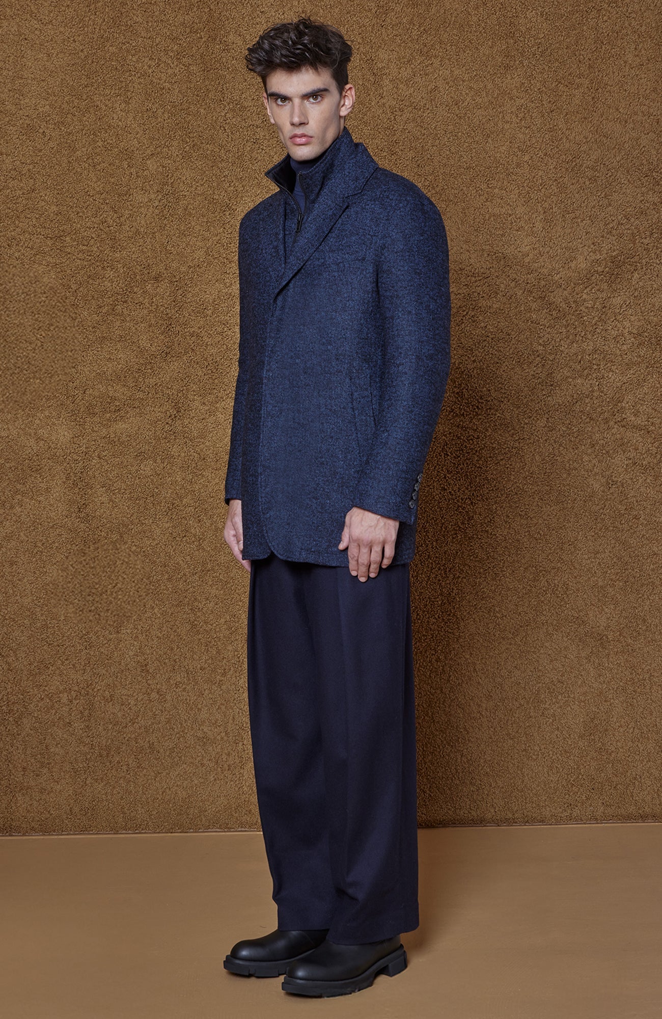 Bowie Navy Herringbone Jacket - Image 3