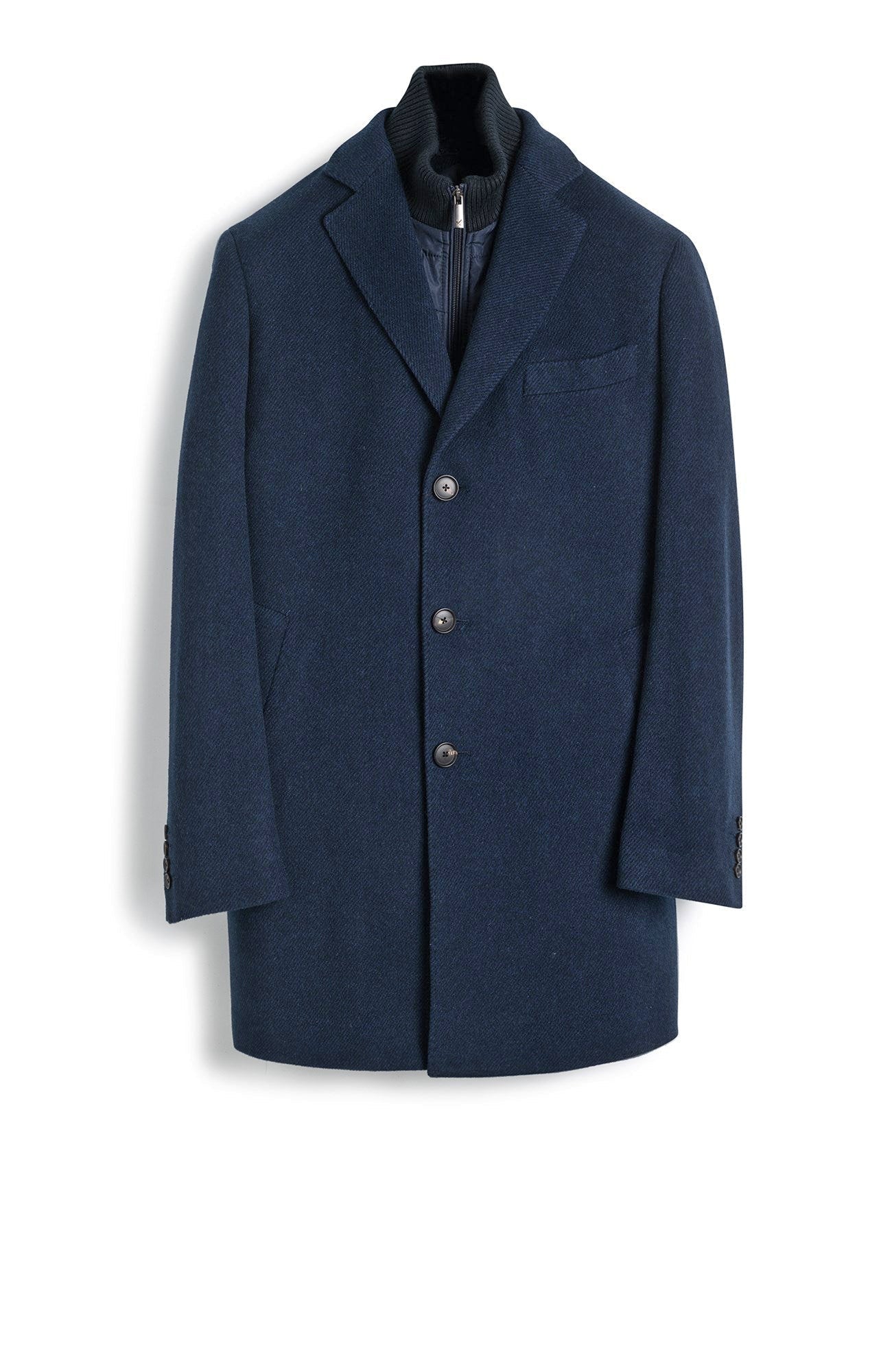 LeClaire Navy Twill Wool & Cashmere Car Coat - Image 3