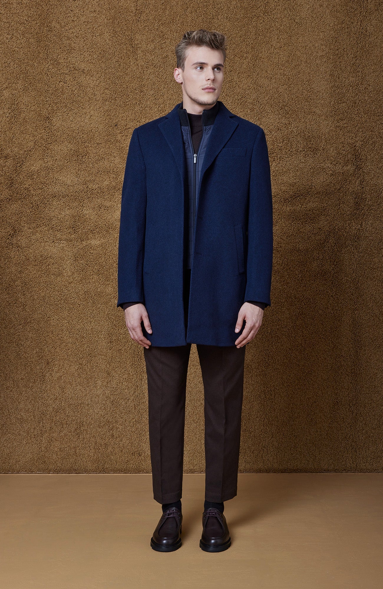 LeClaire Navy Twill Wool & Cashmere Car Coat - Image 4