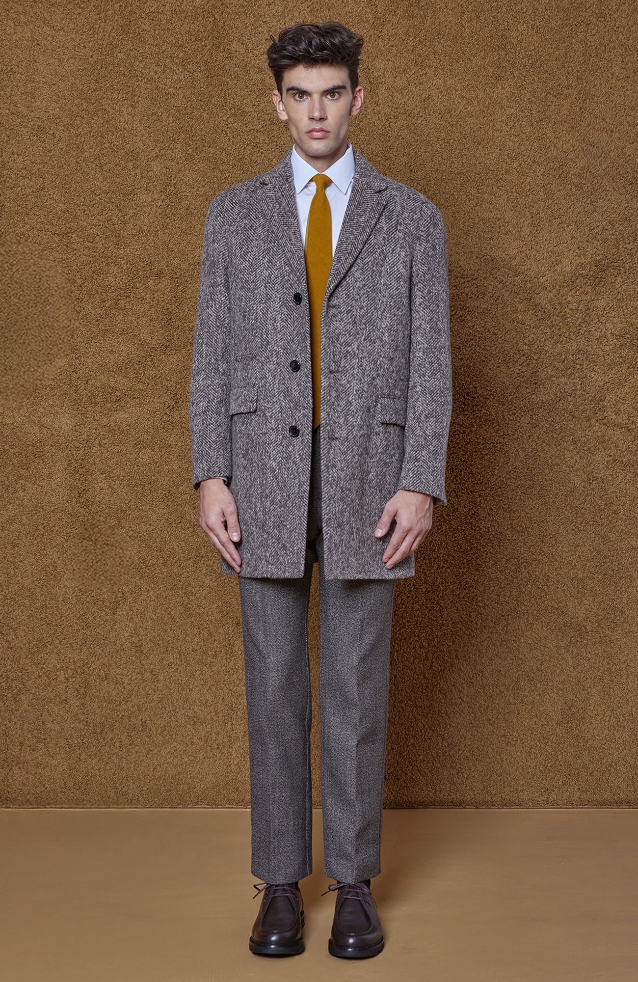 Sherwood Taupe Herringbone Wool & Alpaca Topcoat - Image 3