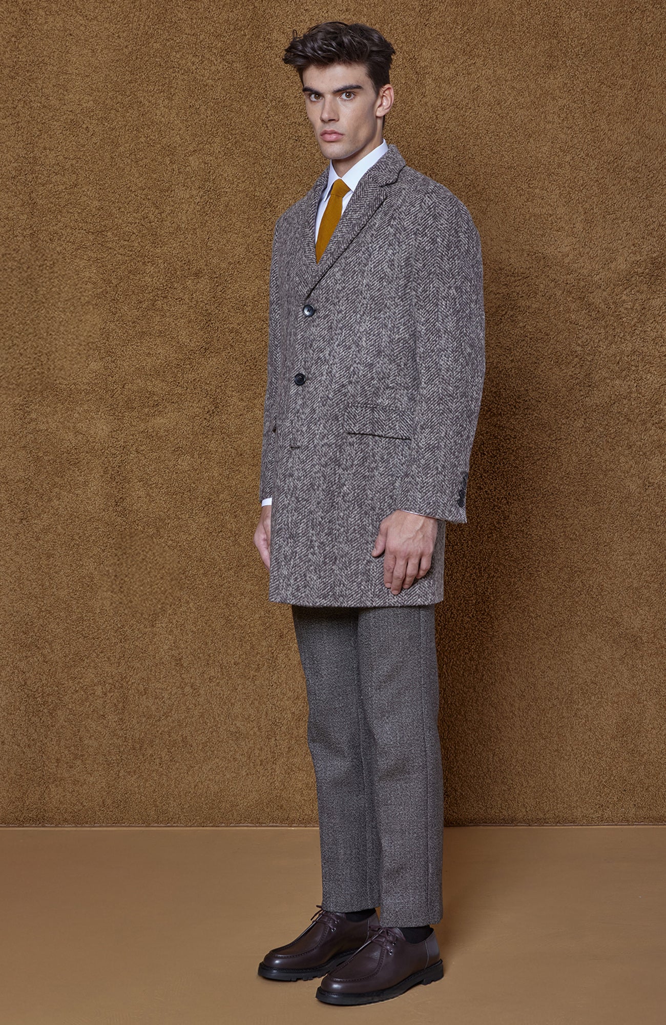 Sherwood Taupe Herringbone Wool & Alpaca Topcoat - Image 4