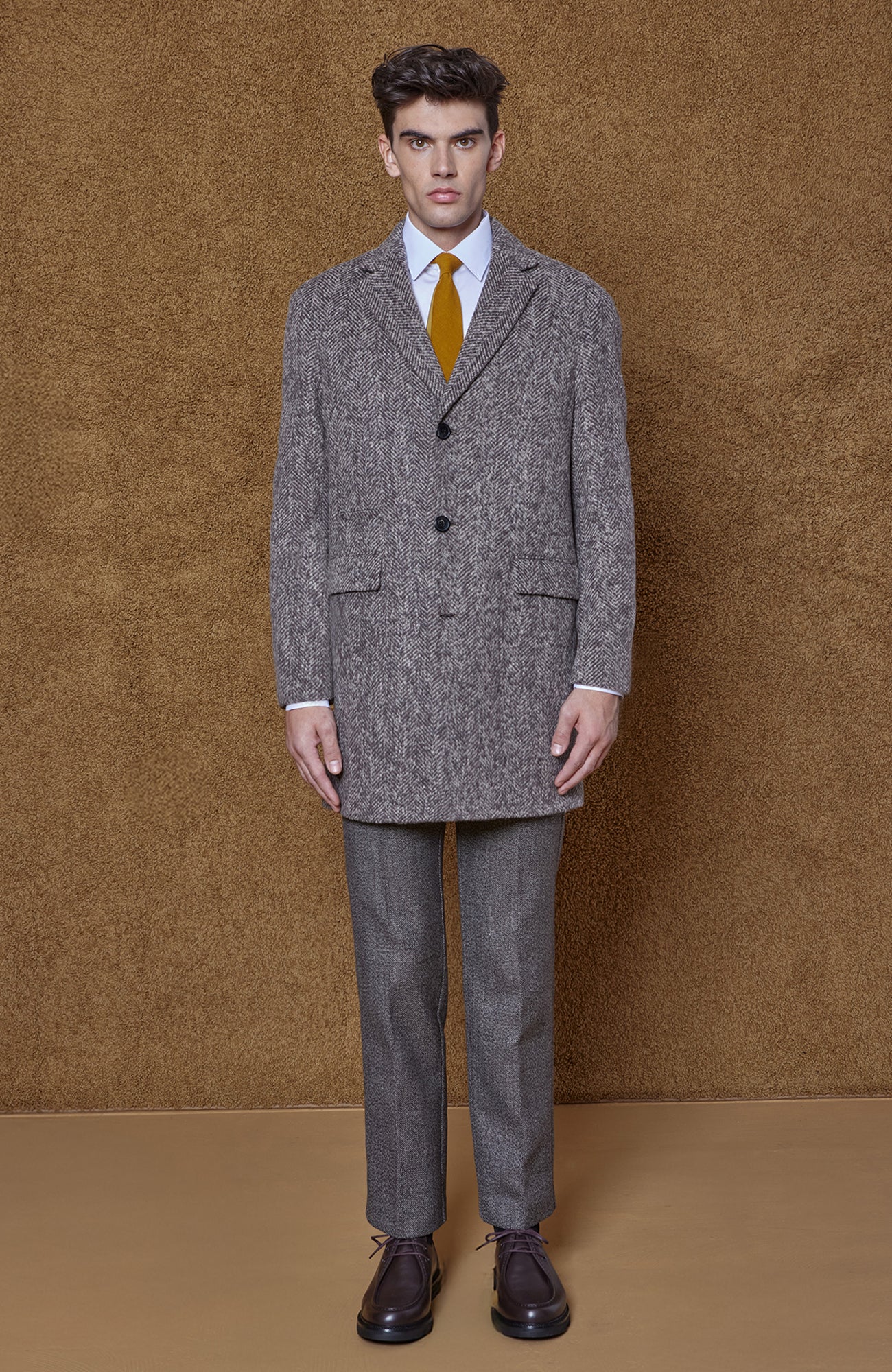 Sherwood Taupe Herringbone Wool & Alpaca Topcoat - Image 6